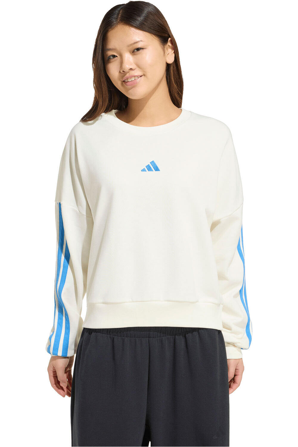 adidas sudadera mujer ESSENTIALS FRENCH TERRY 3 BANDAS vista frontal