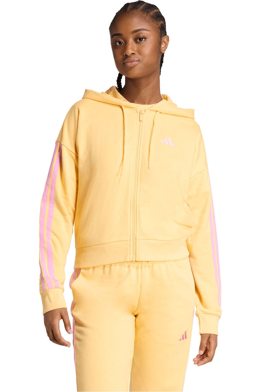 adidas sudadera mujer ESSENTIALS FRENCH TERRY 3 BANDAS vista frontal