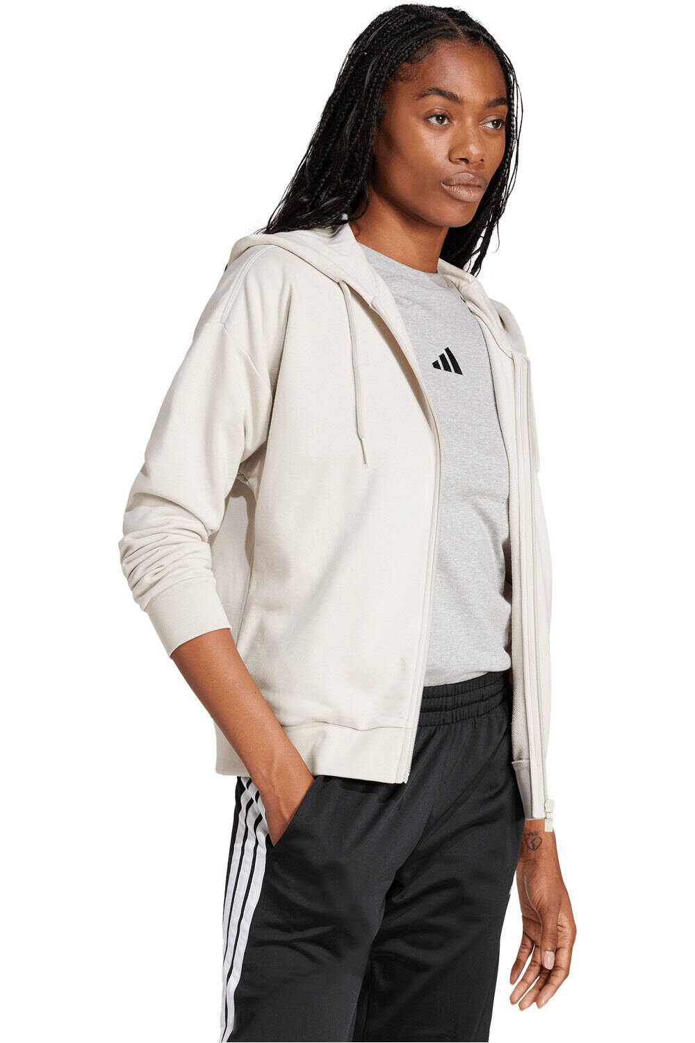 adidas sudadera mujer ESSENTIALS LINEAR FULL ZIP vista detalle