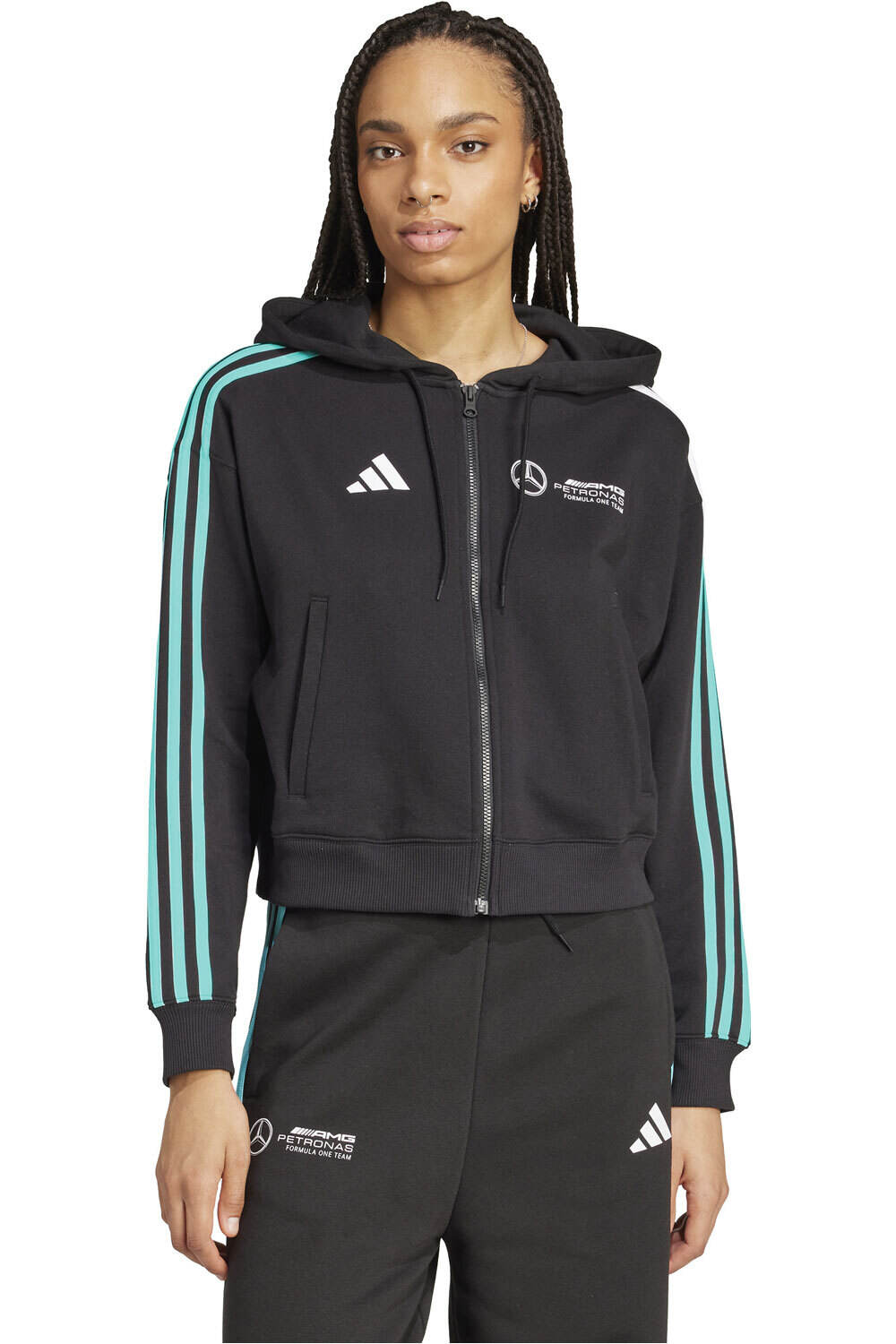 adidas sudadera mujer MERCEDES AMG PETRONAS F1 TEAM DNA vista frontal