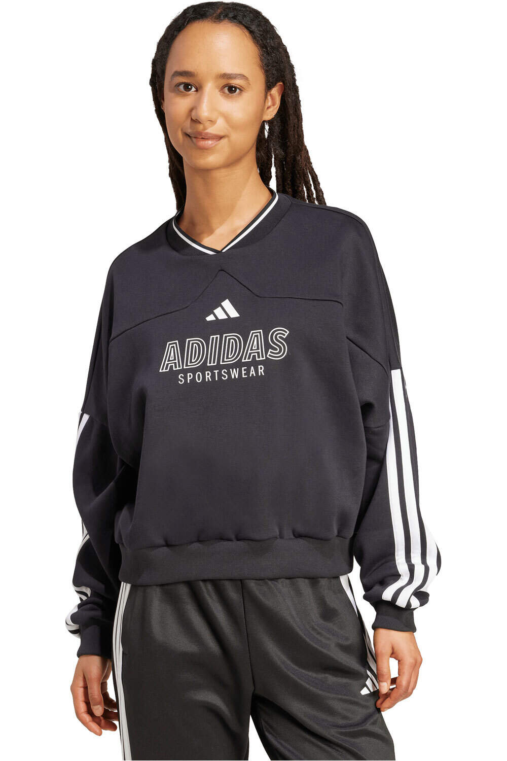 adidas sudadera mujer TIRO CUT FLEECE 3 BANDAS vista frontal