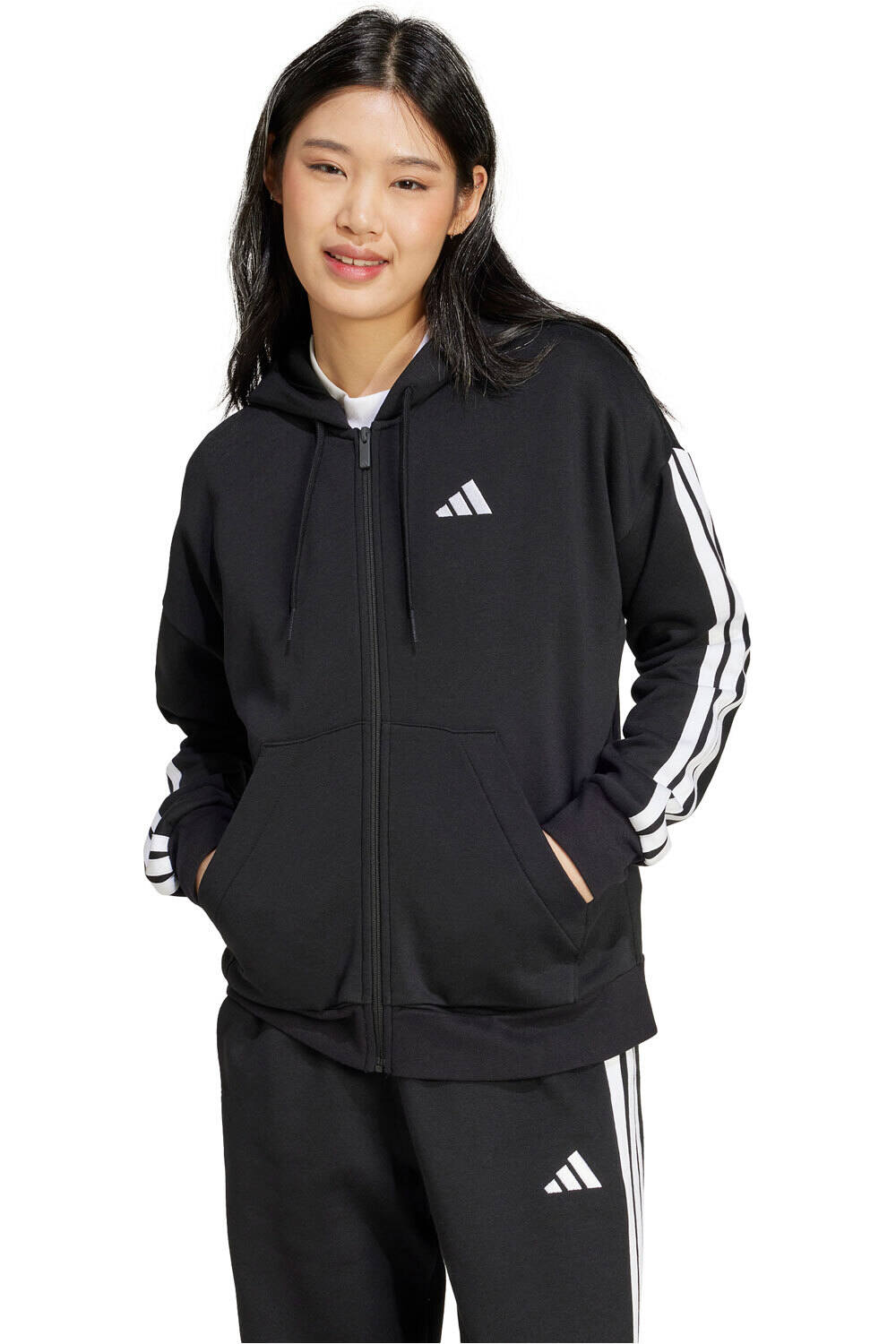 adidas sudadera mujer W 3S FL FZ HD vista frontal