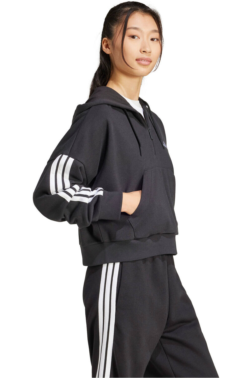 adidas sudadera mujer W 3S FT QZ HD vista detalle