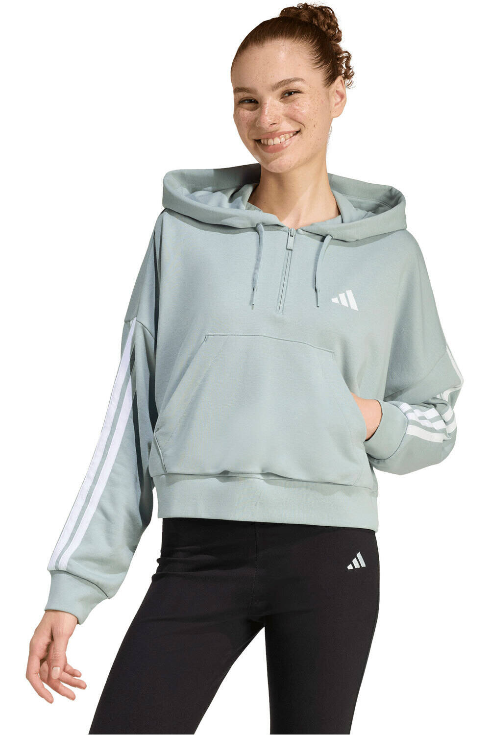 adidas sudadera mujer W 3S FT QZ HD vista frontal