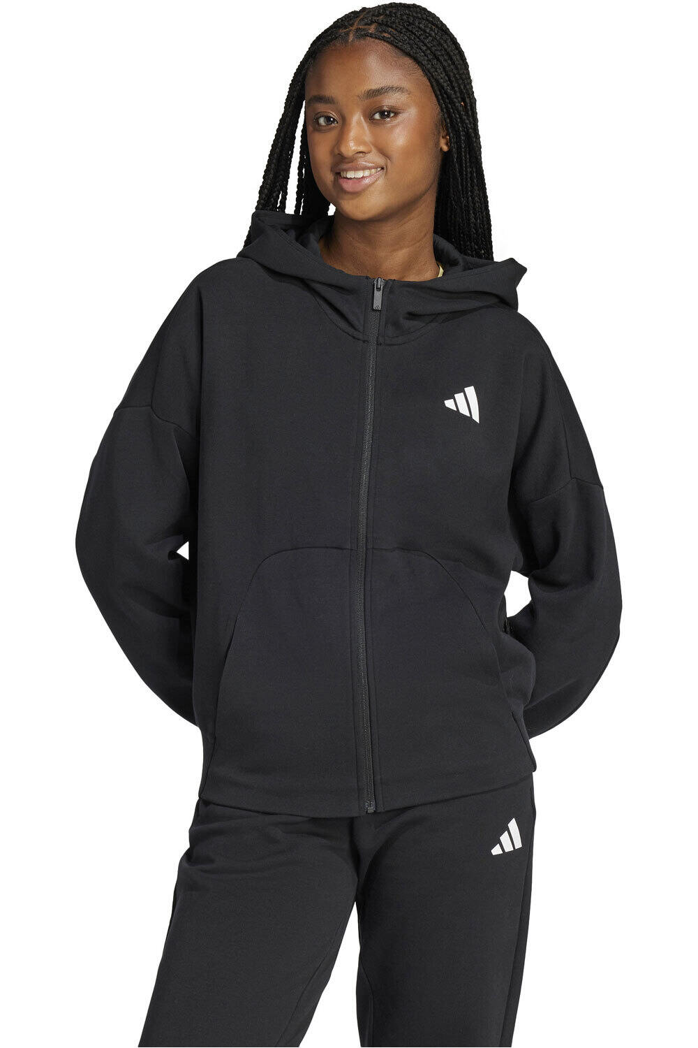 adidas sudadera mujer W FI SL FZ HD vista frontal