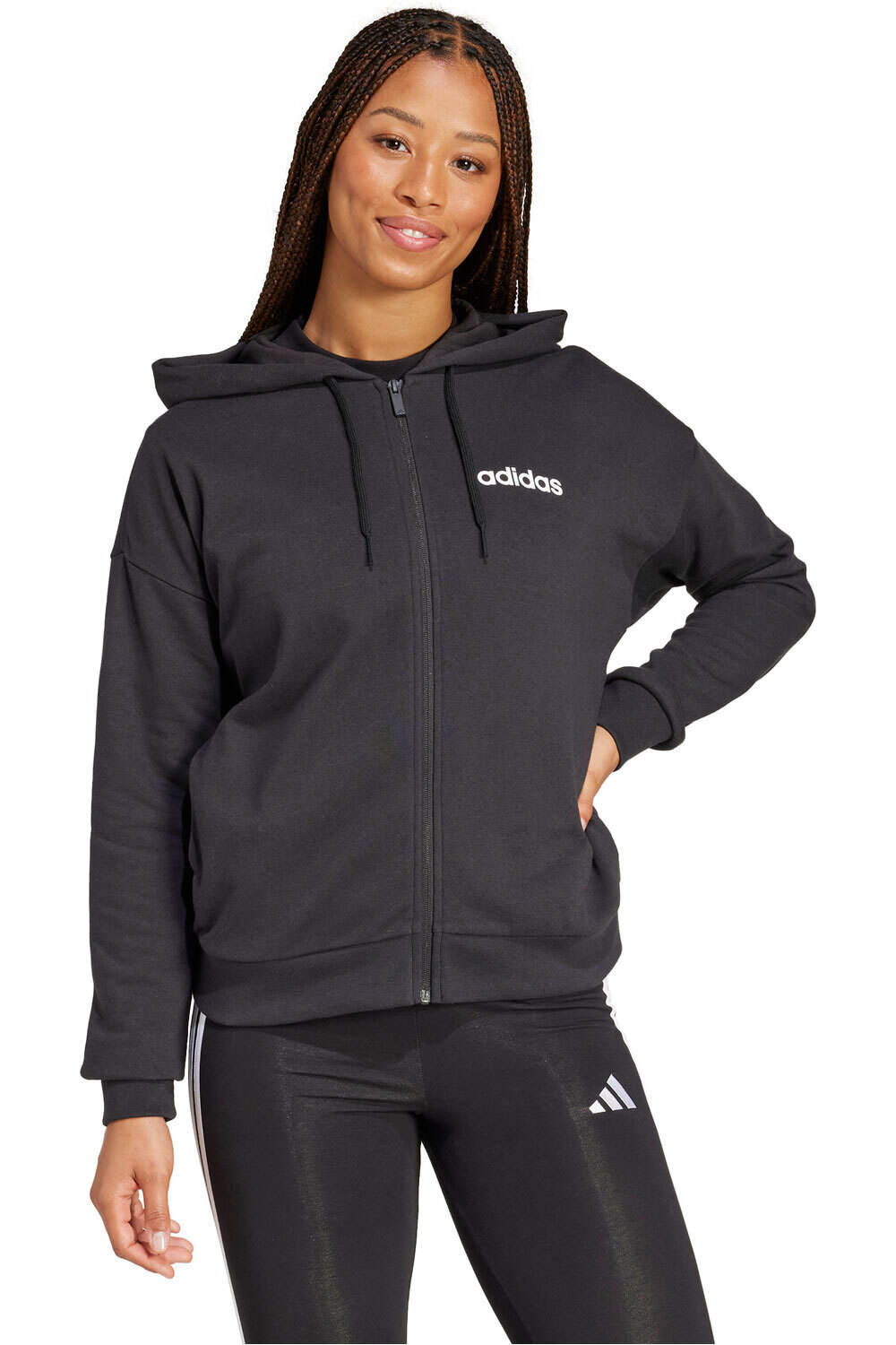 adidas sudadera mujer W LIN FT FZ HD vista frontal