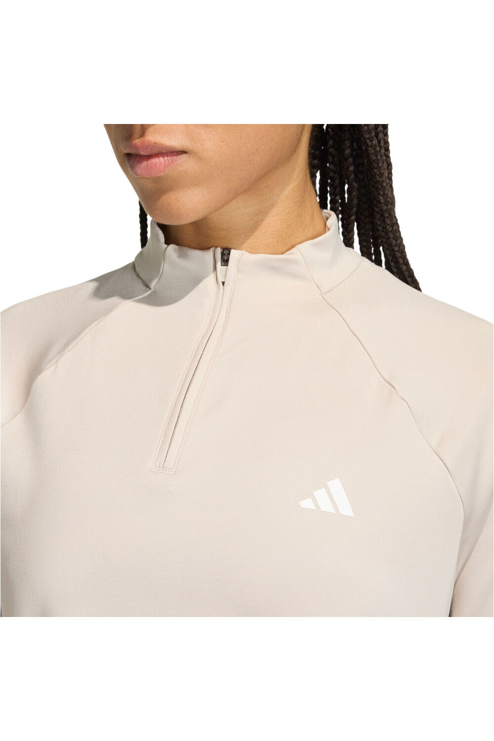 adidas sudaderas deportivas mujer TRAIN ESSENTIALS MINIMAL BRANDING 1/4 ZIP vista detalle