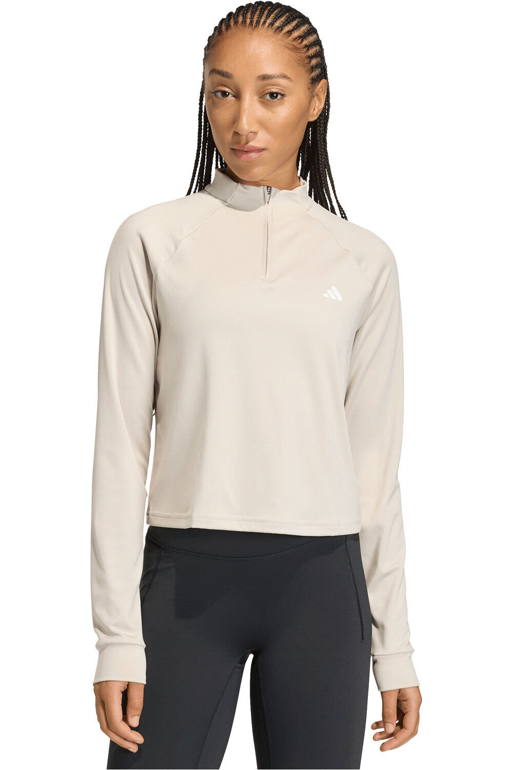 adidas sudaderas deportivas mujer TRAIN ESSENTIALS MINIMAL BRANDING 1/4 ZIP vista frontal