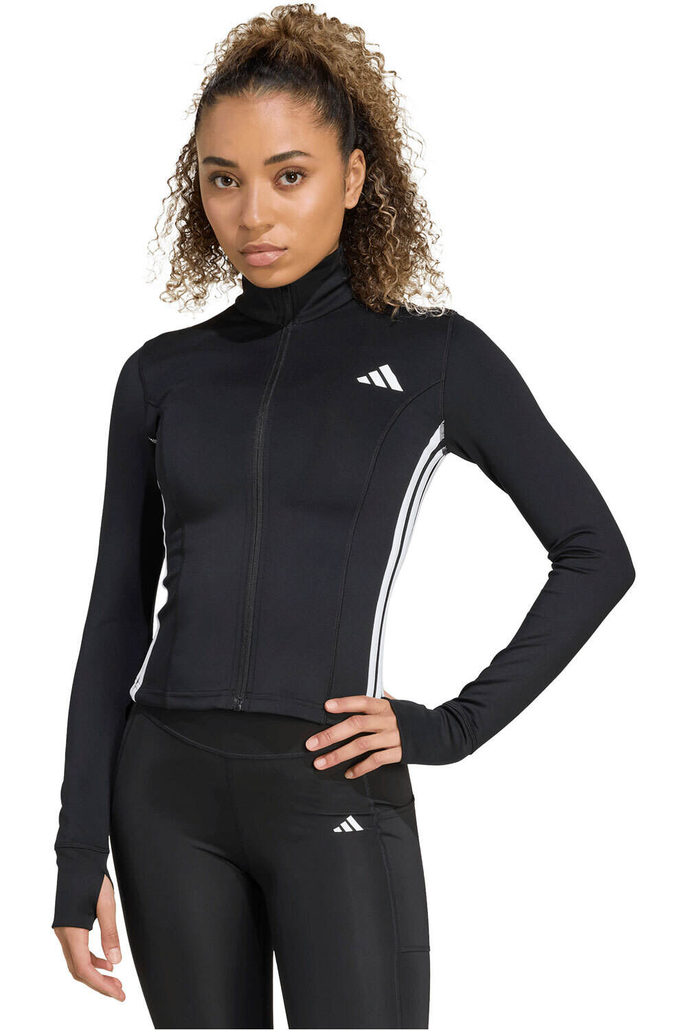 adidas sudaderas deportivas mujer WORKOUT ESSENTIALS 3-STRIPES ZIP vista frontal