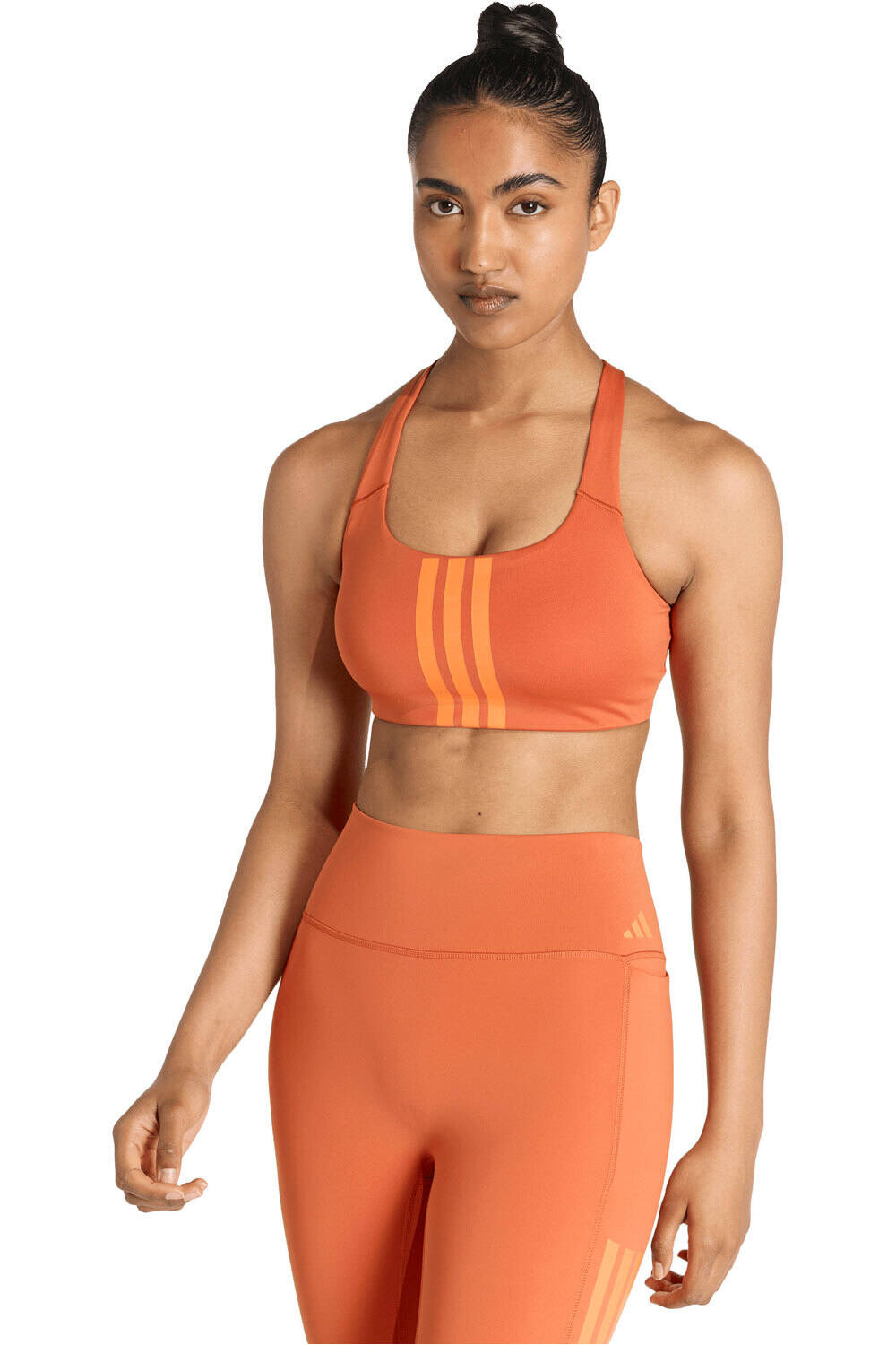 adidas sujetadores deportivos IMPACTO MEDIO OPTIME 3 STRIPES vista frontal