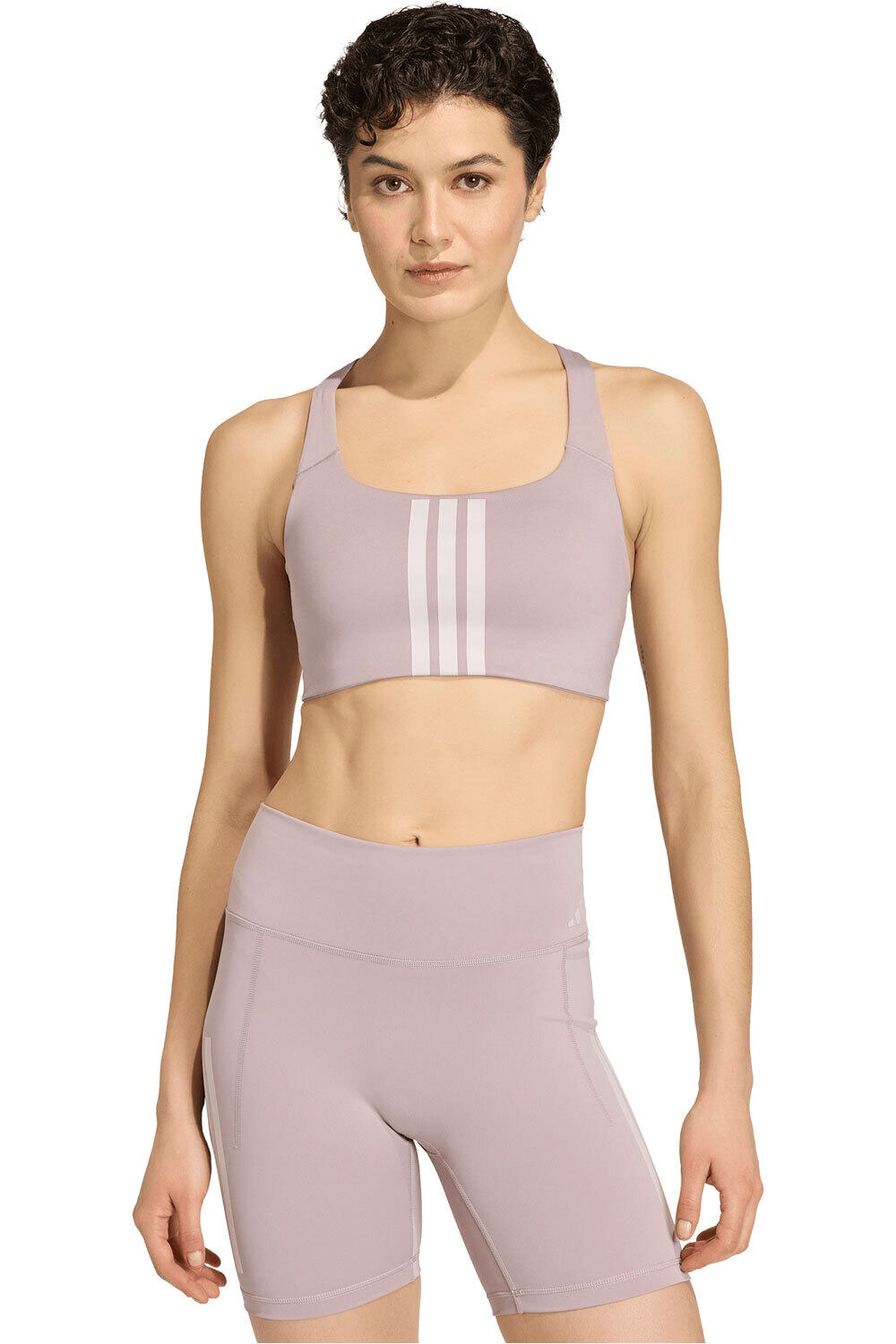 adidas sujetadores deportivos IMPACTO MEDIO OPTIME 3 STRIPES vista frontal