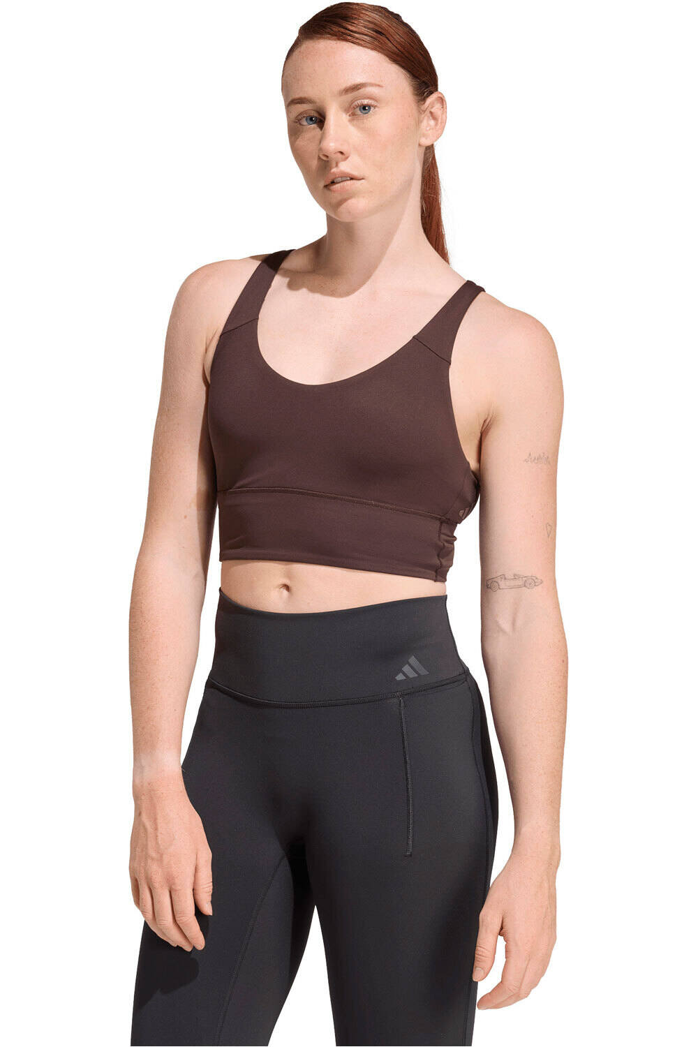 adidas sujetadores deportivos POCO IMPACTO 3 STRIPES STUDIO ALL ME vista frontal