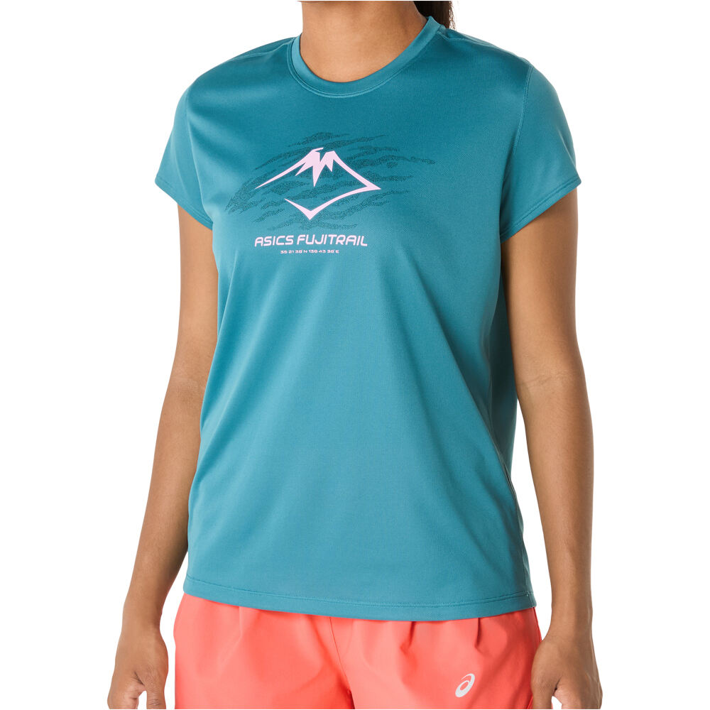 Asics camiseta entrenamiento manga corta mujer FUJITRAIL LOGO SS TOP vista detalle