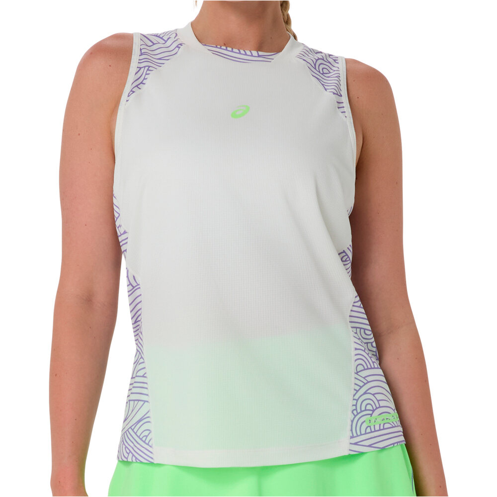 Asics camiseta tenis manga corta mujer PADEL COURT AOP TANK MOVE vista frontal
