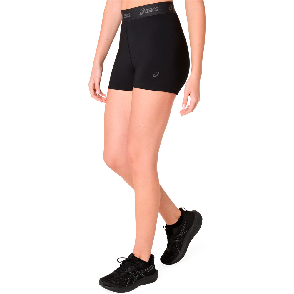 Asics malla corta running mujer ESSENTIAL ASICS LOGO 3IN TIGHT vista detalle