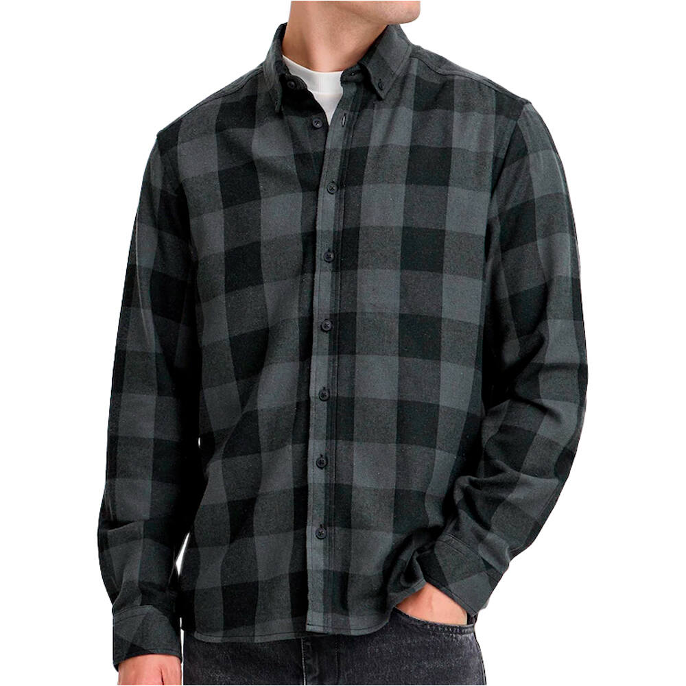 Blend camisa manga larga hombre Shirt black squares vista frontal