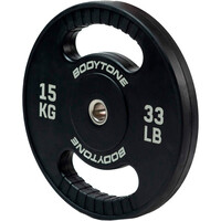 Bodytone disco pesas Disco de goma de 15 kg con agarre 01