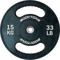 Bodytone disco pesas Disco de goma de 15 kg con agarre vista frontal