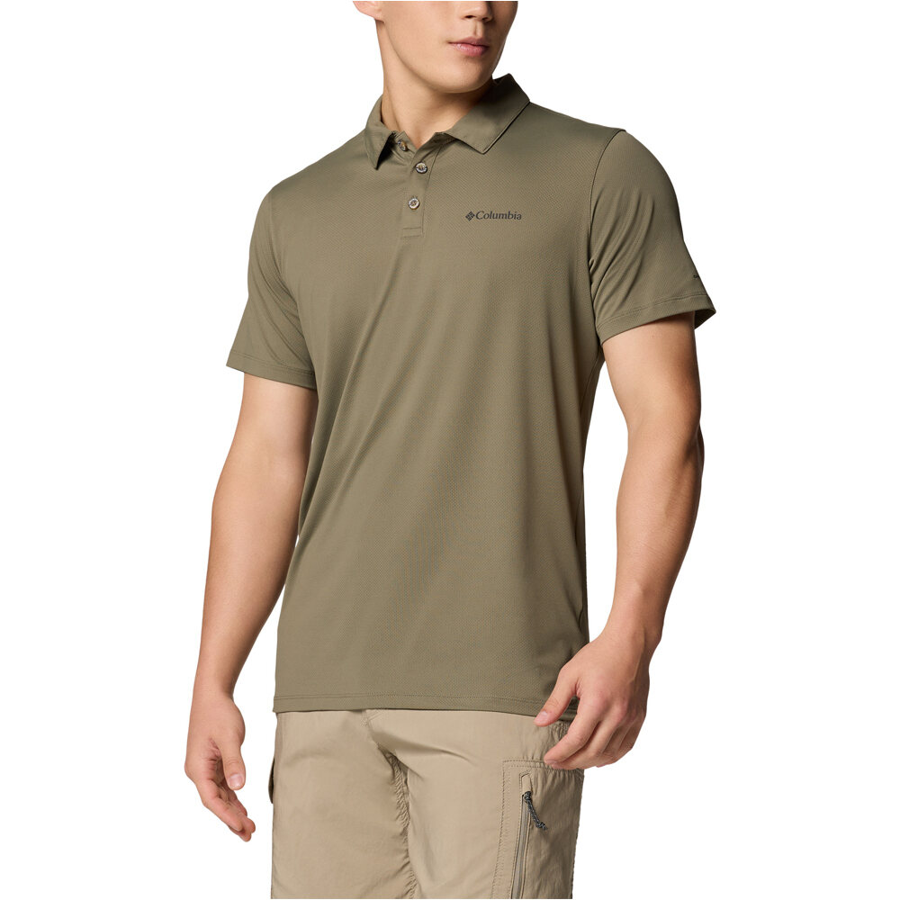 Columbia camiseta montaña manga corta hombre Tech Trail Utility Polo vista detalle