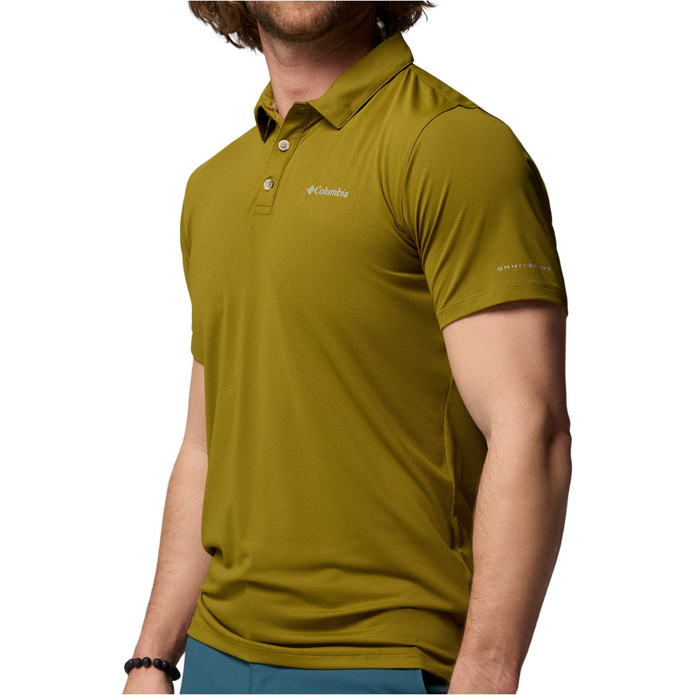 Columbia camiseta montaña manga corta hombre Tech Trail Utility Polo vista detalle