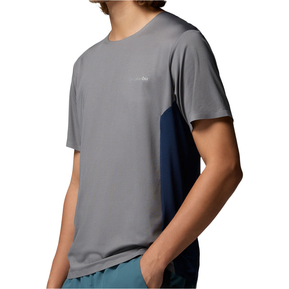 Columbia camiseta montaña manga corta hombre Three Pitch SS Crew vista detalle
