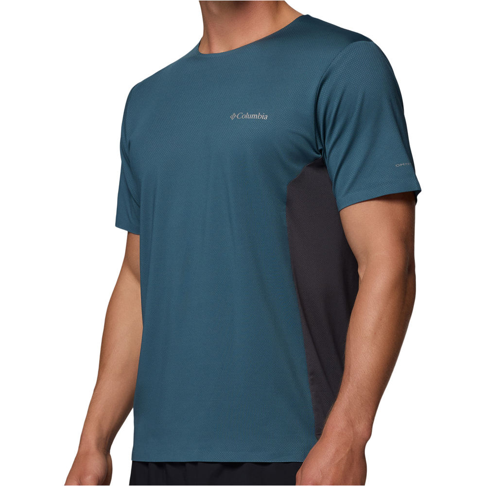 Columbia camiseta montaña manga corta hombre Three Pitch SS Crew vista detalle
