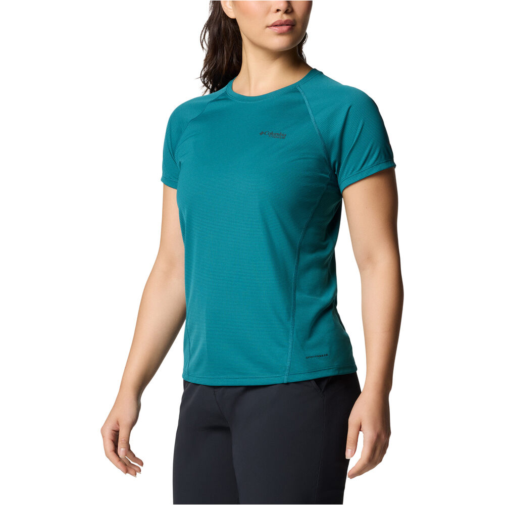 Columbia camiseta montaña manga corta mujer Cirque River  Pro SS Crew vista detalle