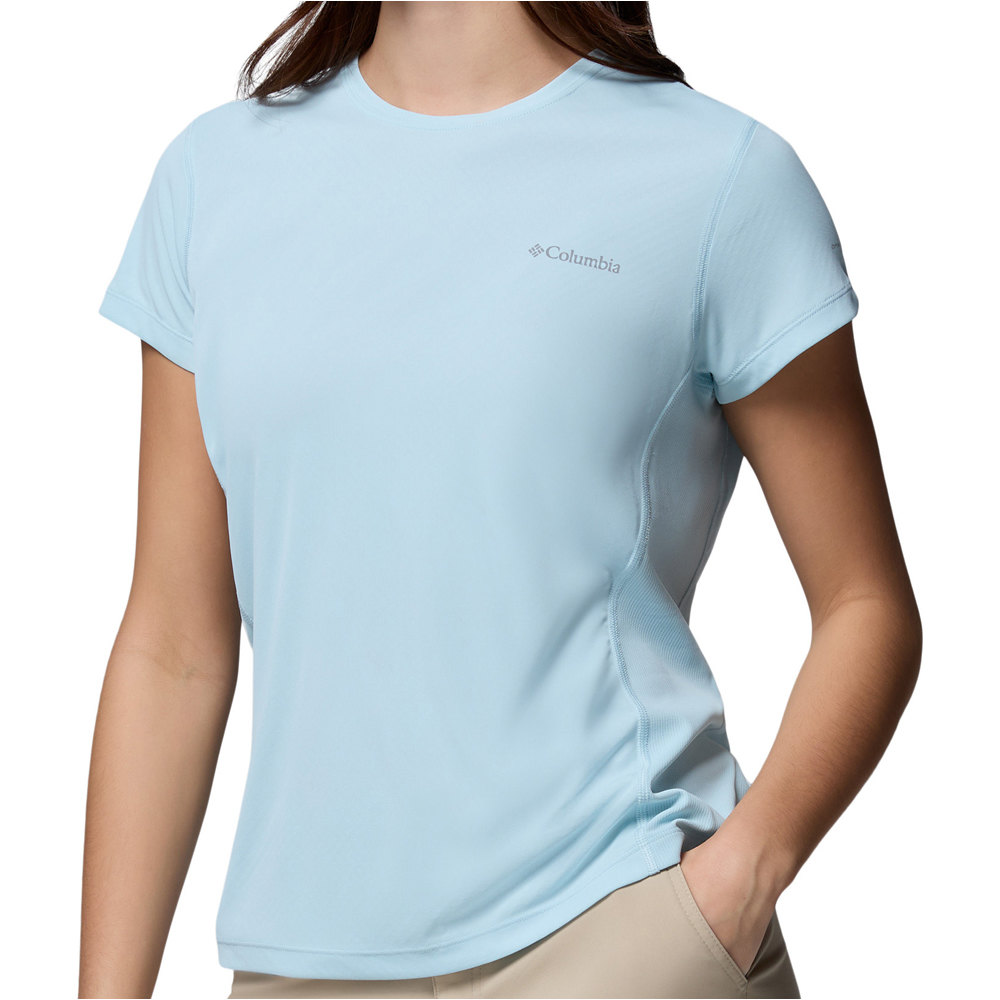 Columbia camiseta montaña manga corta mujer Zero Rules  Light SS Crew vista detalle