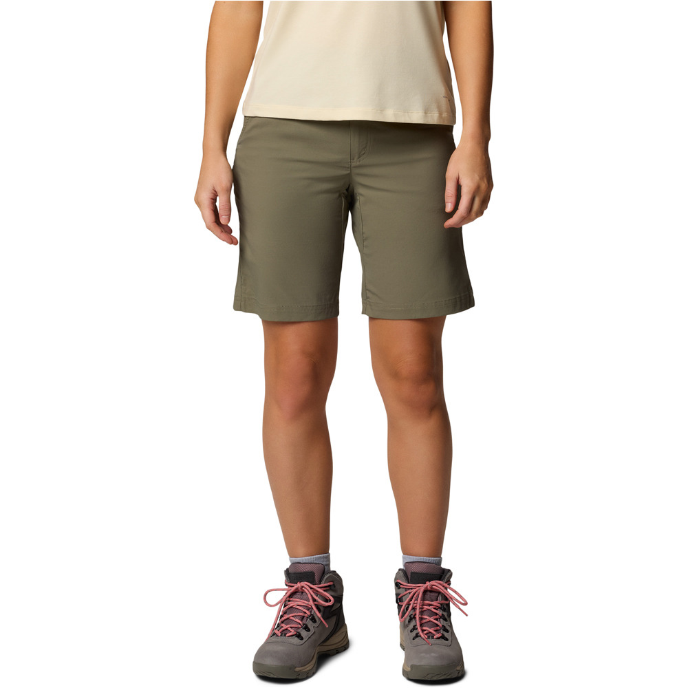 Columbia pantalón corto montaña mujer Leslie Falls Long Short II vista frontal