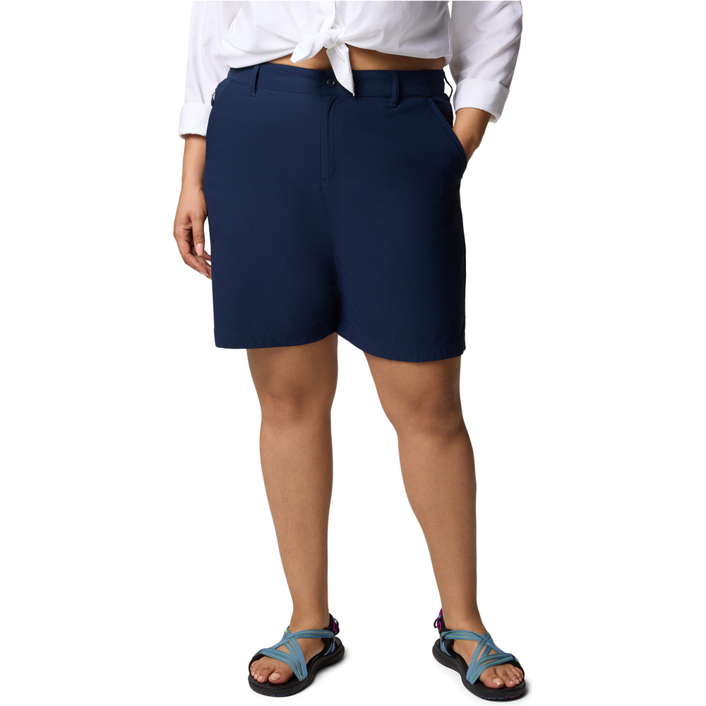 Columbia pantalón corto montaña mujer Leslie Falls Long Short II vista frontal