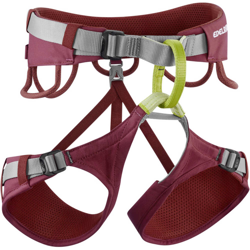 Edelrid arnés JAYNE IV Rhubarb Red arns escalada CE vista frontal