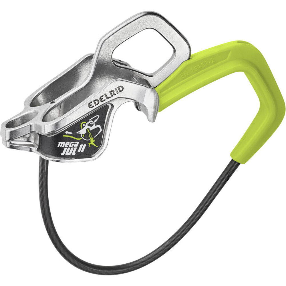 Edelrid express escalada MEGA JUL II asegurador doble cuerda CE vista frontal