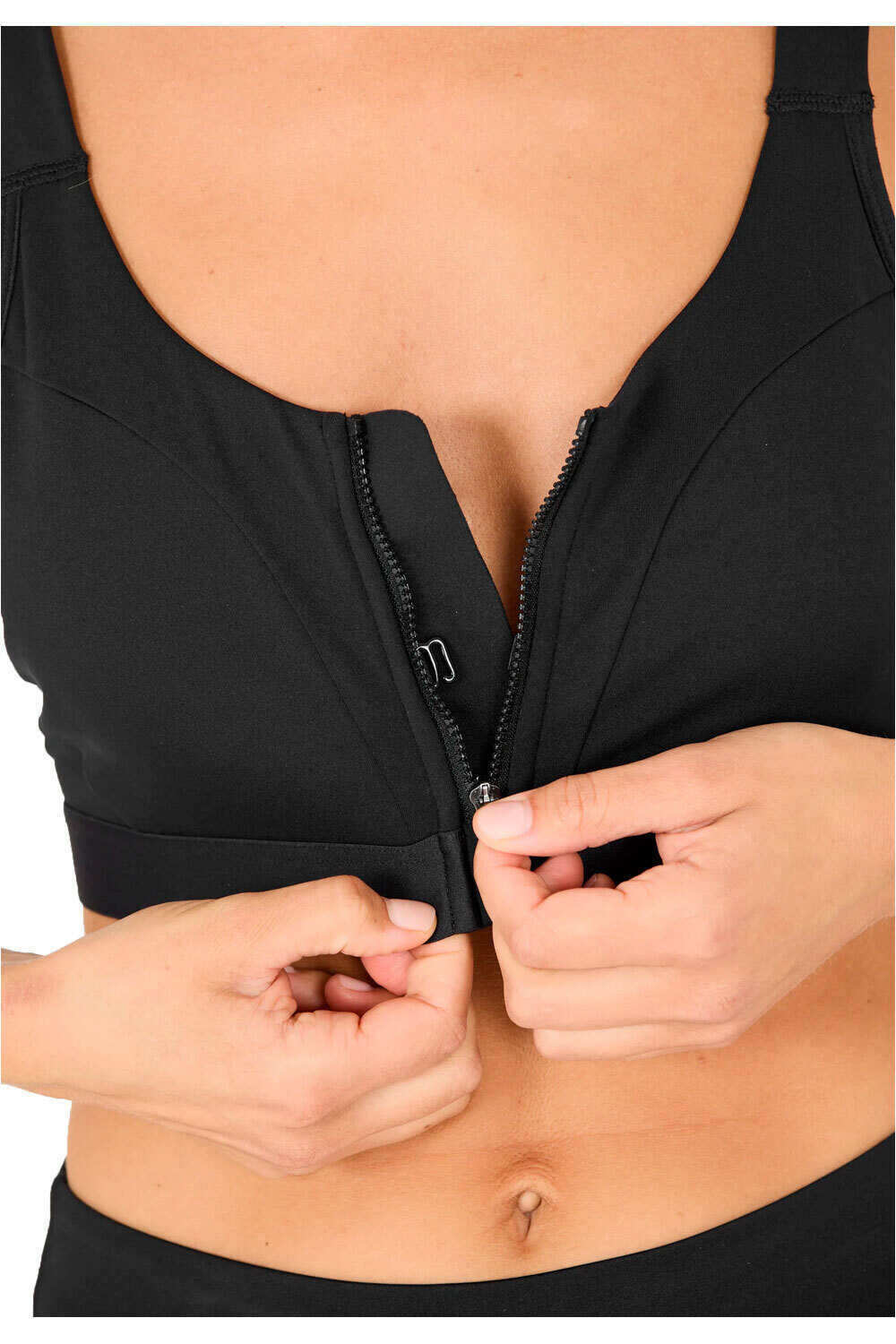 Endurance body running mujer Crystale W Zip Sports Bra vista detalle