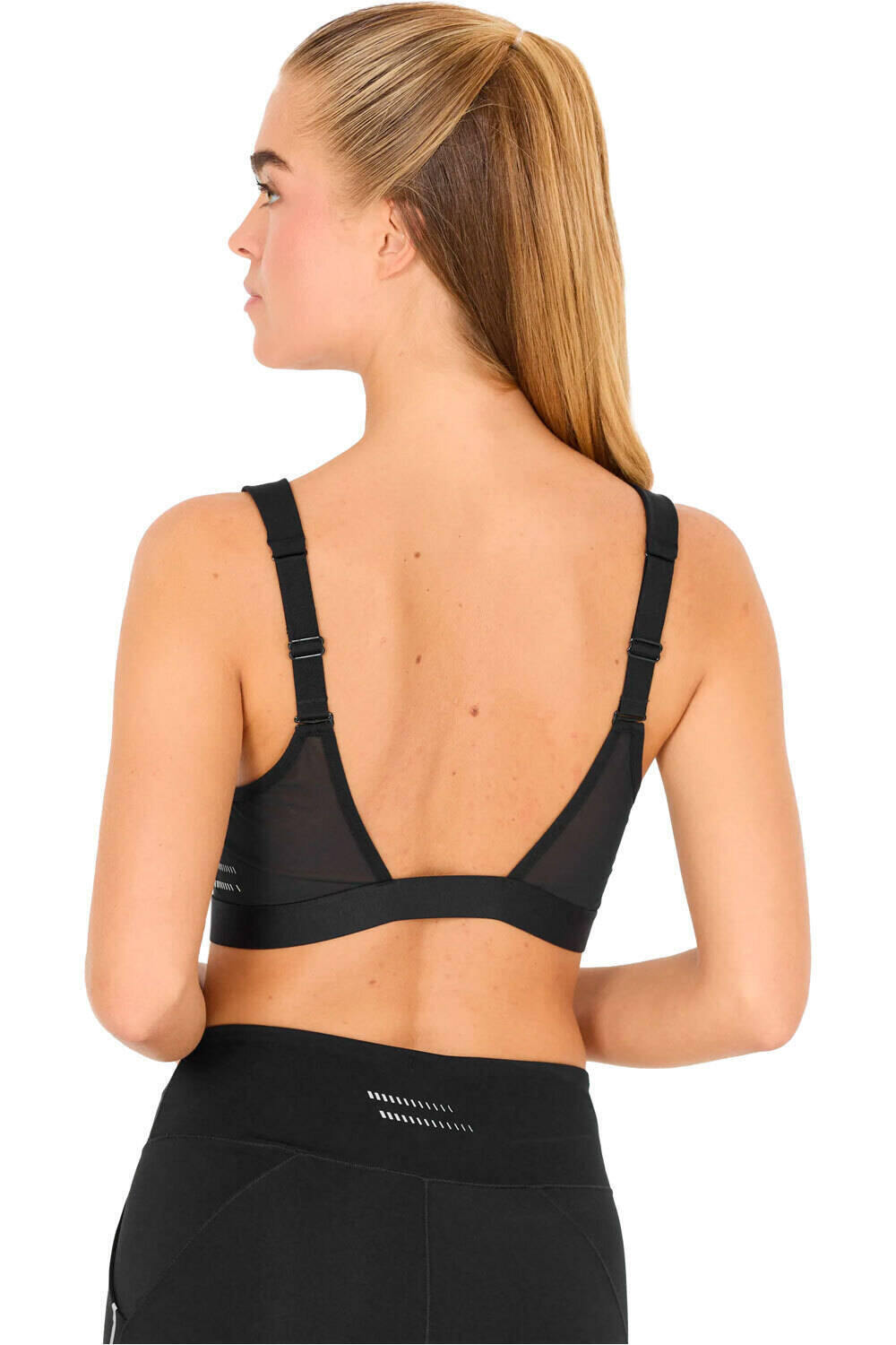 Endurance body running mujer Crystale W Zip Sports Bra vista trasera