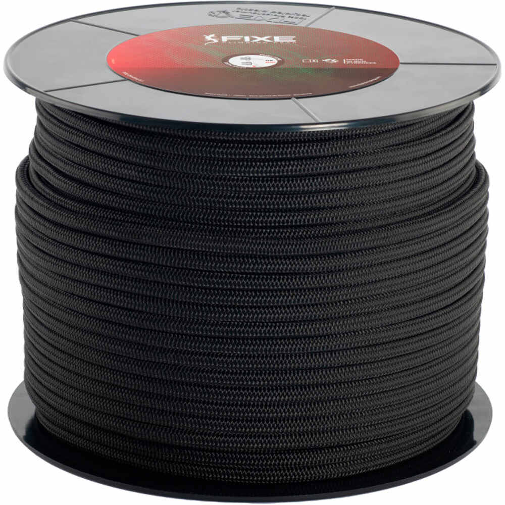 Fixe bobina escalada Cordino Aramida 6 mm Negro 100 m vista frontal
