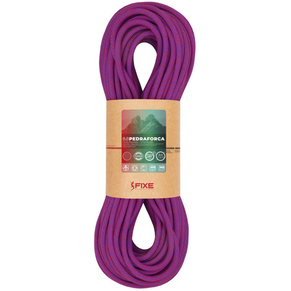 Fixe cuerda escalada 8.8 PEDRAFORCA Violet, 60m vista frontal