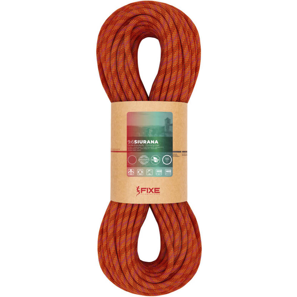 Fixe cuerda escalada 9.6 SIURANA Red, 80m vista frontal