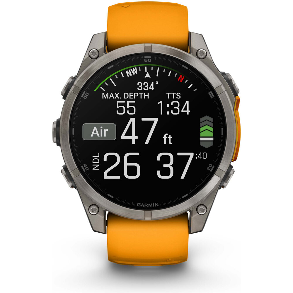 Garmin pulsómetros con gps fenix 8 47mm,AMOLED,Saph,Ti/Bare/Grpht,S 08