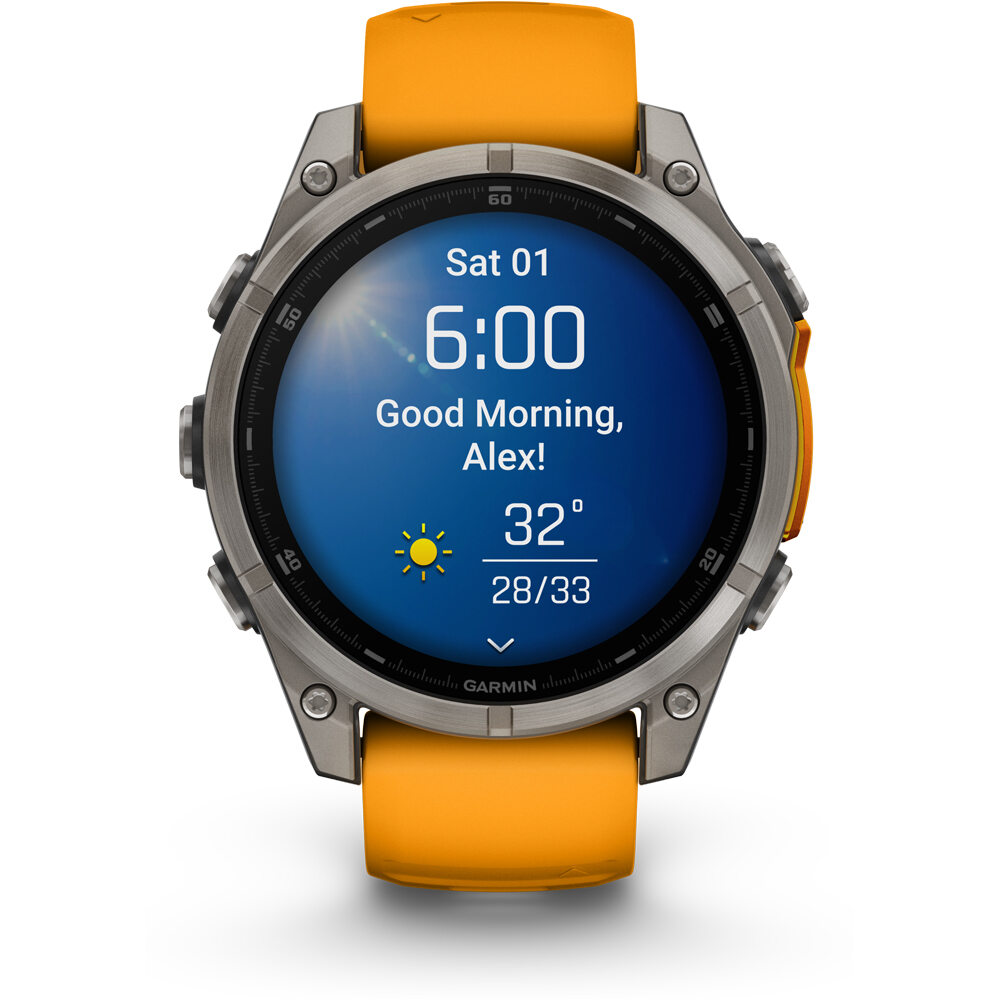 Garmin pulsómetros con gps fenix 8 47mm,AMOLED,Saph,Ti/Bare/Grpht,S 12
