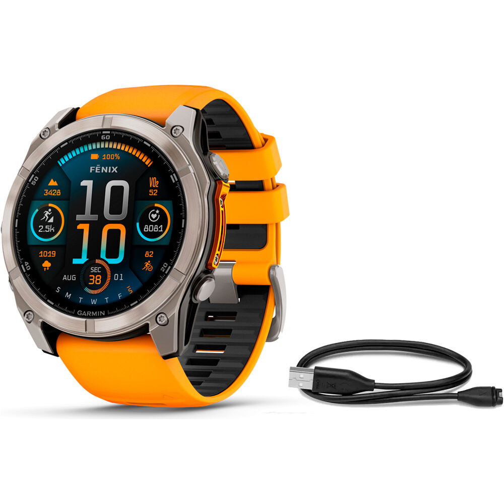 Garmin pulsómetros con gps fenix 8 51mm,AMOLED,Sapphire/Ti/Bare/Gra vista frontal