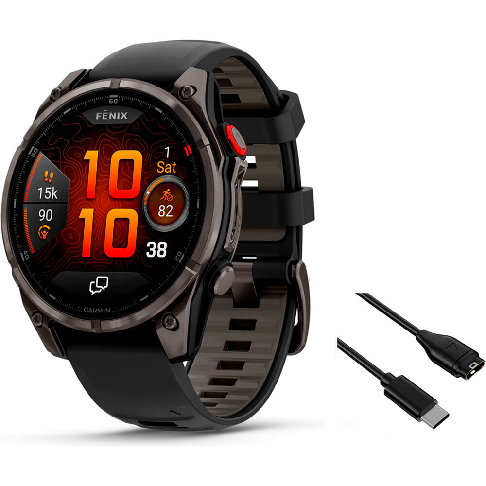 Garmin pulsómetros con gps Fenix 8 Pro # 47 mm, AMOLED Cristal de z vista frontal