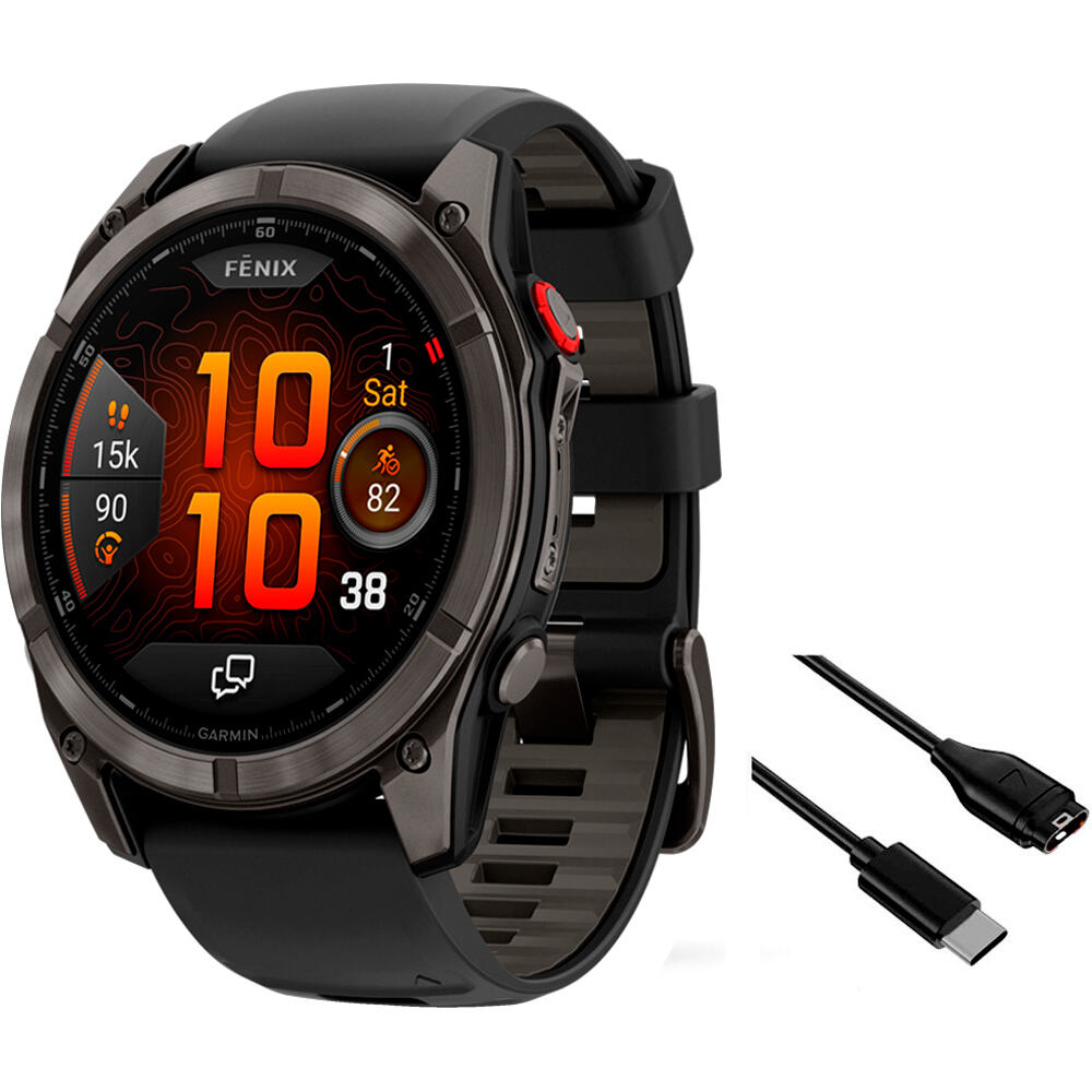 Garmin pulsómetros con gps Fenix 8 Pro # 51 mm, AMOLED Cristal de z vista frontal