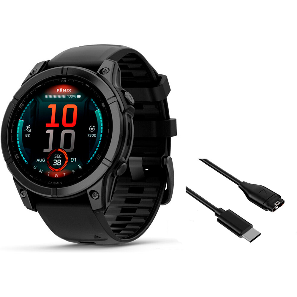 Garmin pulsómetros con gps fenix E,47mm,Slate Gray Steel/Black vista frontal