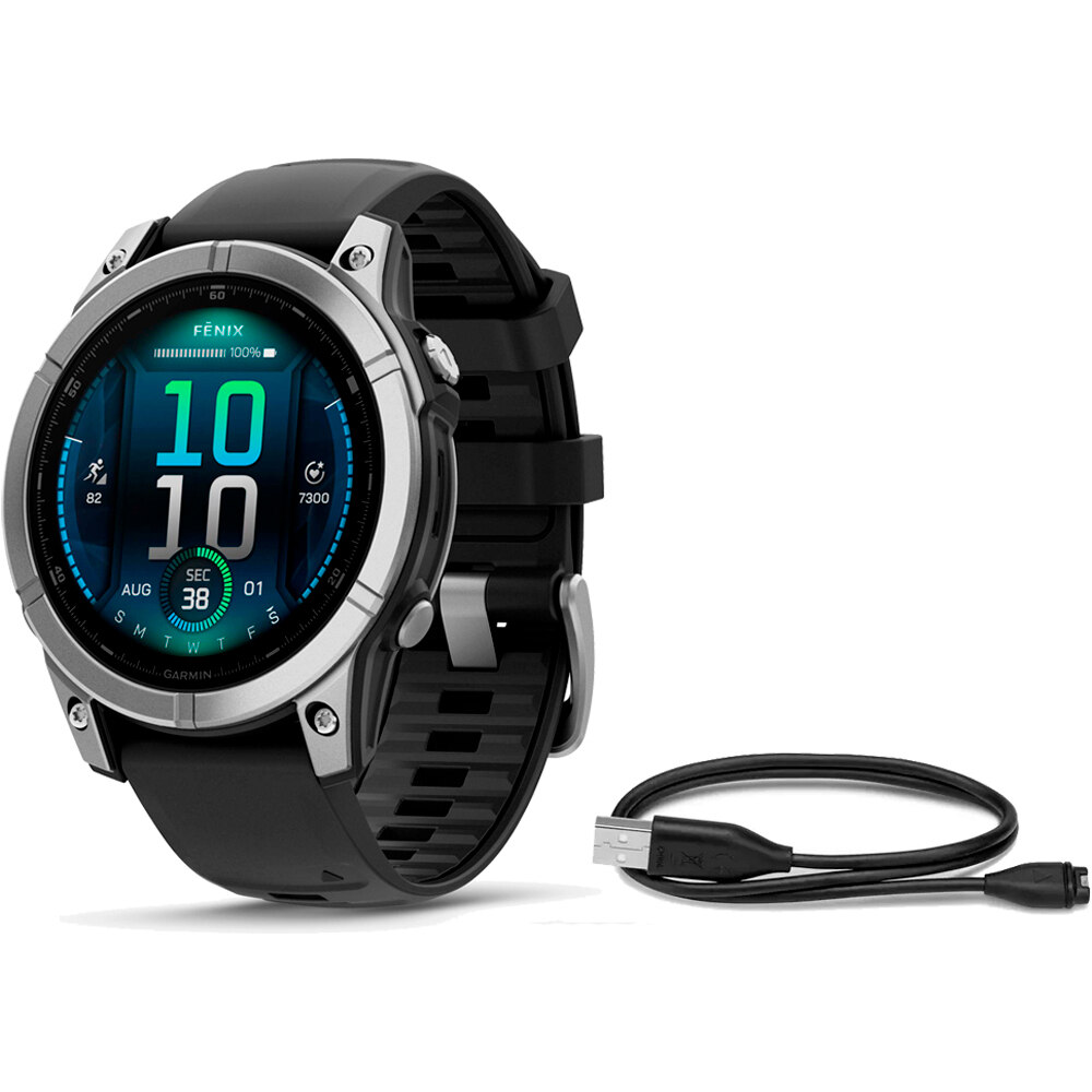 Garmin pulsómetros con gps fenix E,47mm,Stainless Steel/Graphite vista frontal