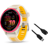 Garmin pulsómetros con gps Forerunner 570 42mm Beige/Naranja vista frontal