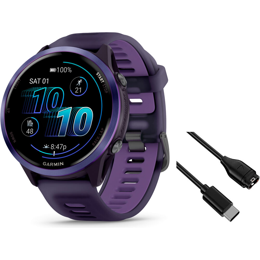 Garmin pulsómetros con gps Forerunner 570 47mm Lila vista frontal