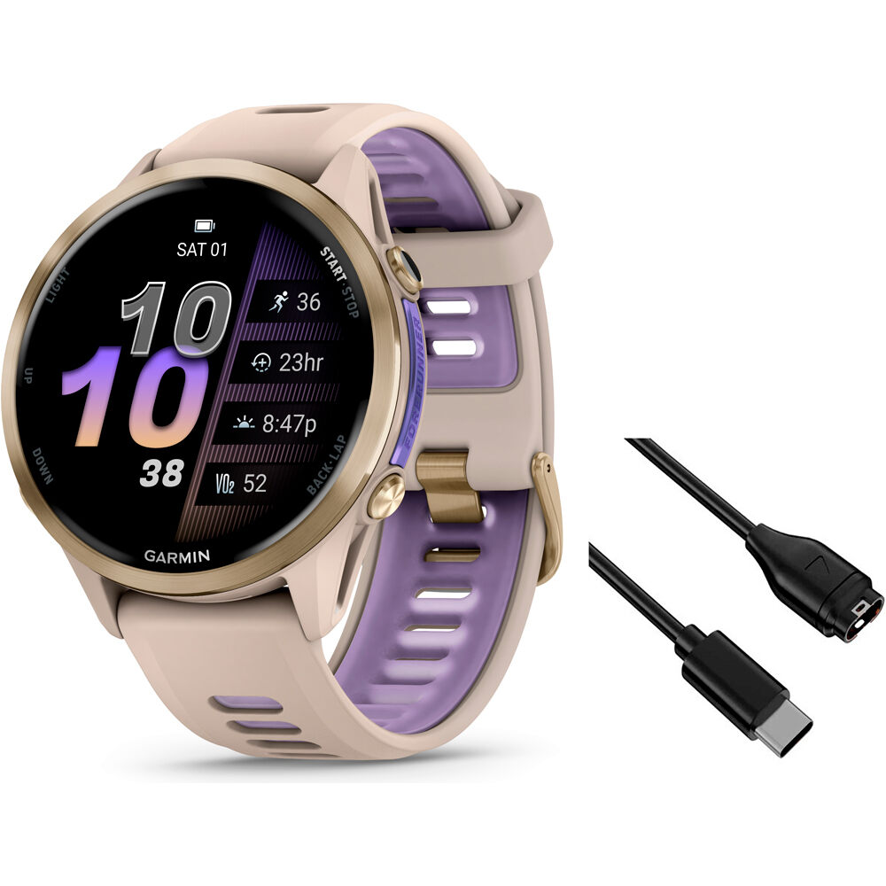 Garmin pulsómetros con gps Forerunner 970 Gris/Lila vista frontal