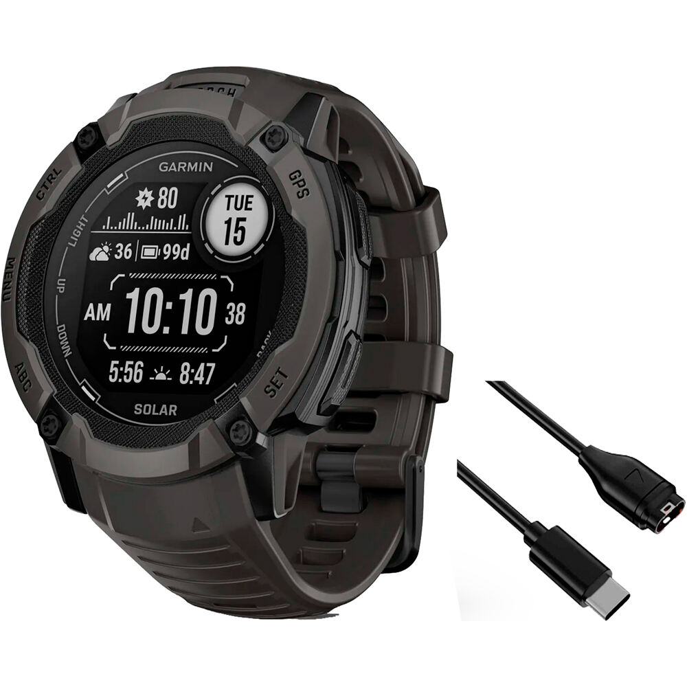 Garmin pulsómetros con gps Instinct 2X, Solar Graphite vista frontal