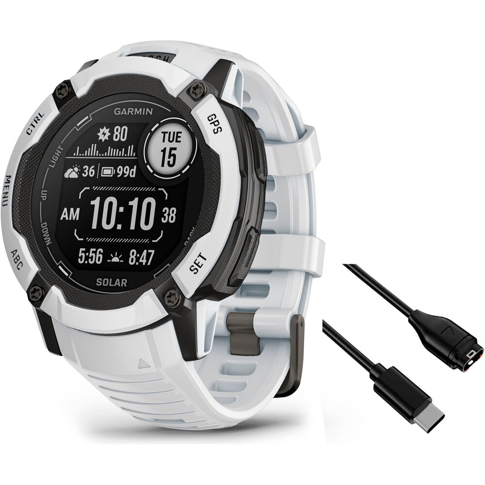 Garmin pulsómetros con gps Instinct 2X Solar Whitestone vista frontal