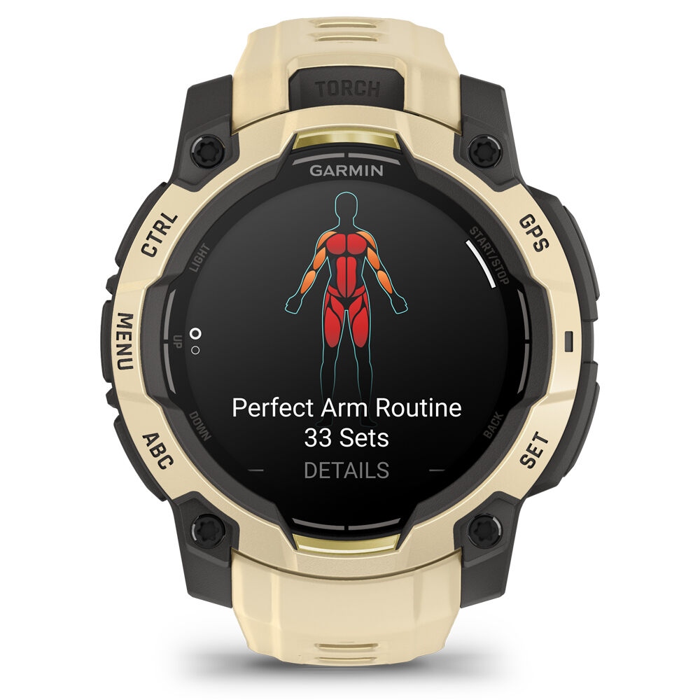 Garmin pulsómetros con gps Instinct 3 45 mm, AMOLED Beige con correa de silicona beige 08